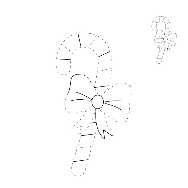 Páginas para colorear caramelos de Navidad para niños Traza y colora caramellos de Navidad Página para pintar caramelos dulces de Navidad Jardín de infantes y preescolares Hojas de trabajo imprimibles vectoriales Estaciones de invierno