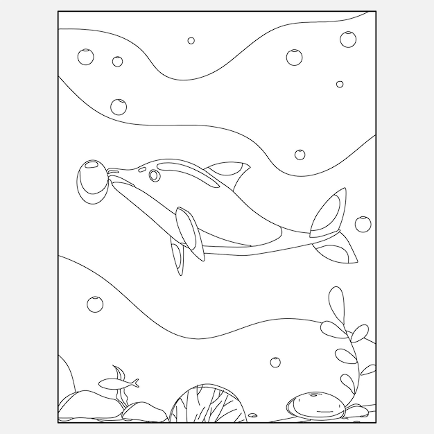 Páginas para colorear de delfines marinos imprimibles para niños