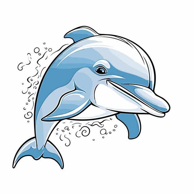 Vector páginas para colorear de delfines para niños diseño de ilustraciones animales marinos