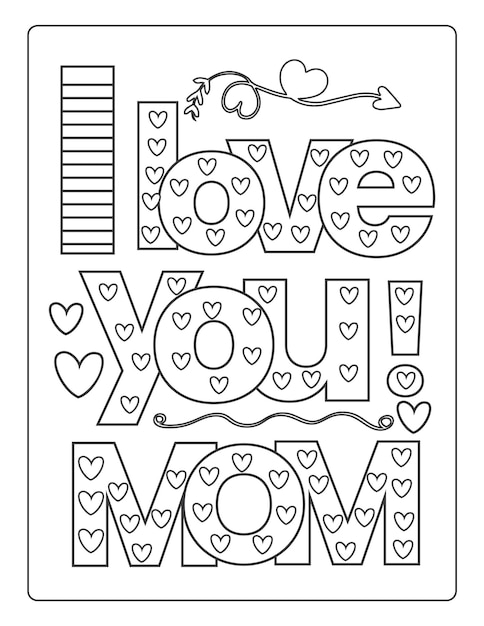 Vector páginas para colorear del día de la madre para niños con una linda hoja de trabajo de actividades en blanco y negro para mamá e hijo