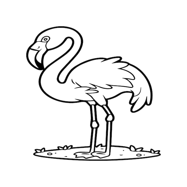 Páginas para colorear Flamingo Vector de contorno de Flamingo para el libro para colorear