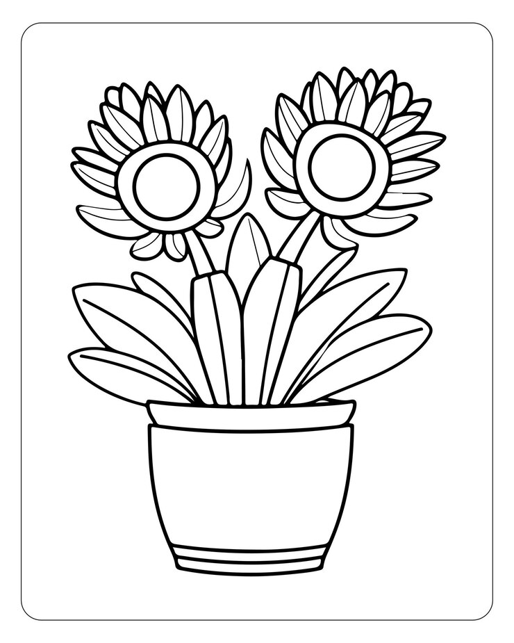 Vector páginas para colorear flores para niños ilustración de flores