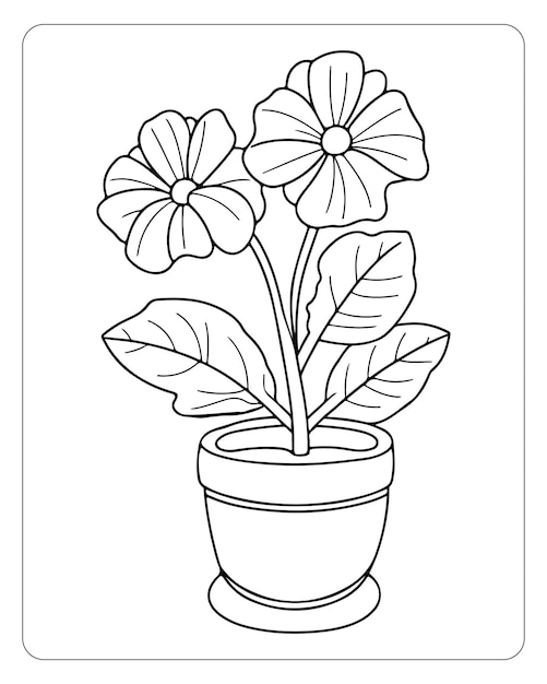 Páginas para colorear flores para niños Ilustración de flores