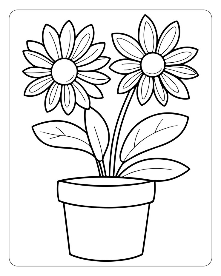 Vector páginas para colorear flores para niños ilustración de flores