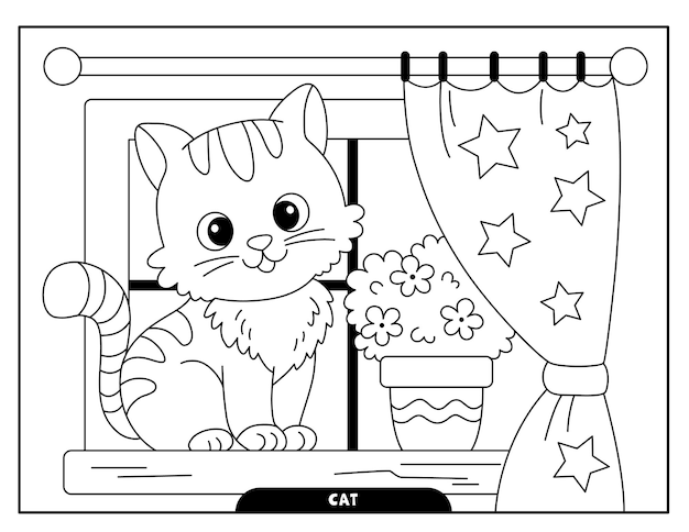 Vector páginas para colorear de gatos para niños