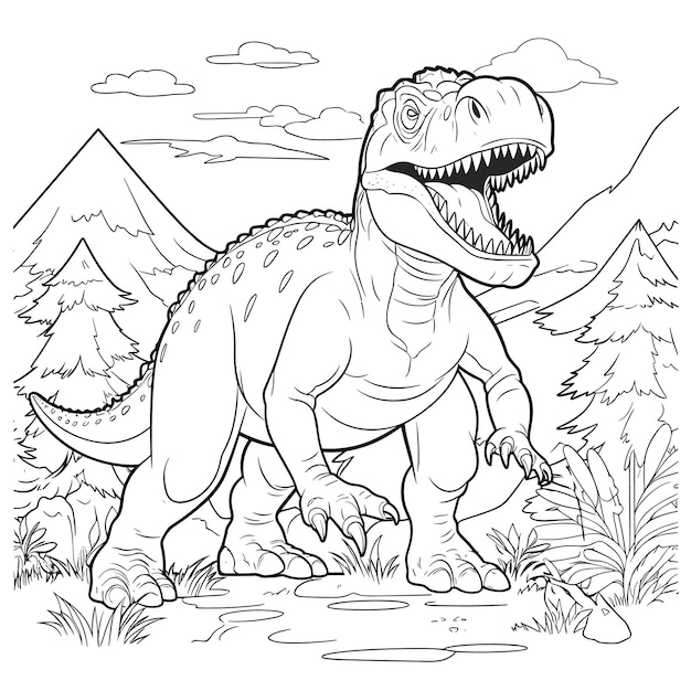 Páginas para colorear de Giganotosaurio y Dinosaurio eps.