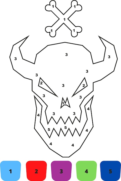 Páginas para colorear de Halloween para niños Color por número Dibujo de Halloween
