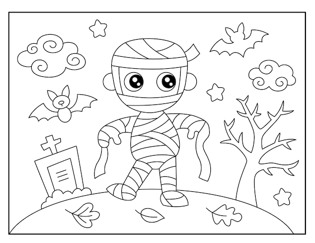 Vector páginas para colorear para halloween para niños