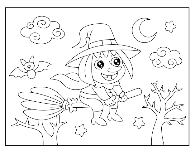 Vector páginas para colorear para halloween para niños