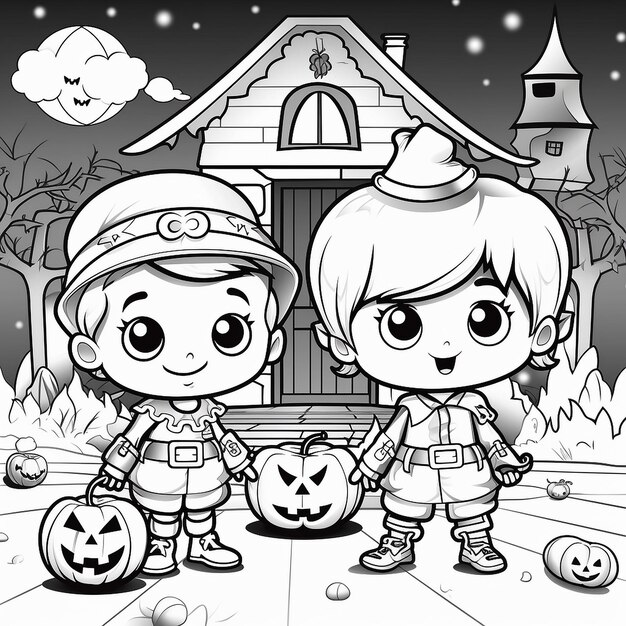 Vector páginas para colorear de halloween para niños