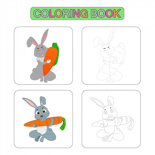 Páginas para colorear. Ilustración de dibujos animados de conejo