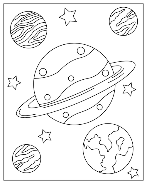 páginas para colorear imprimibles de planetas para niños