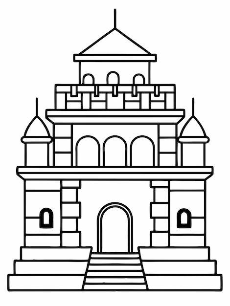 Páginas para colorear libros de Fort House para niños y adultos con diseño vectorial
