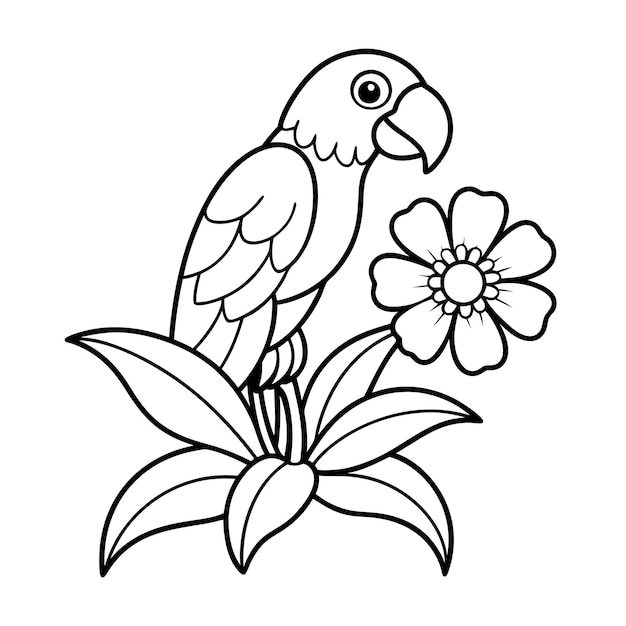 Páginas para colorear loros y flores