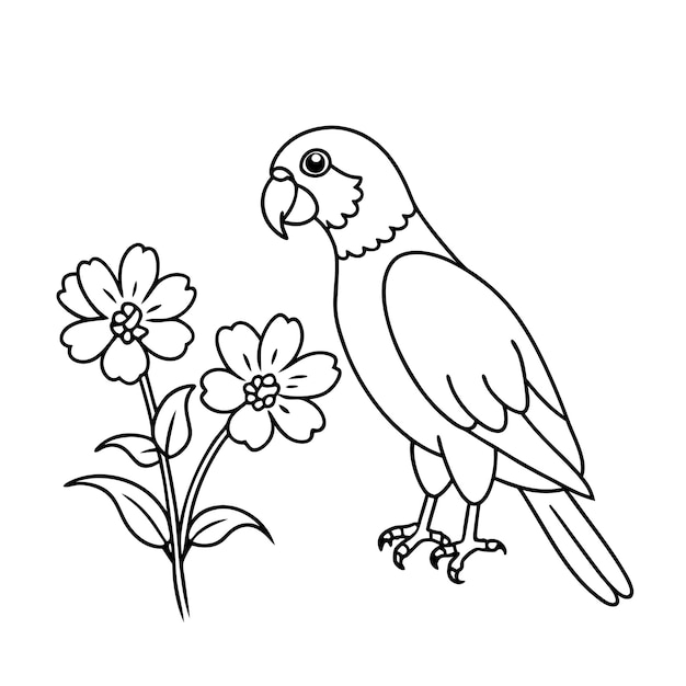 Páginas para colorear loros y flores