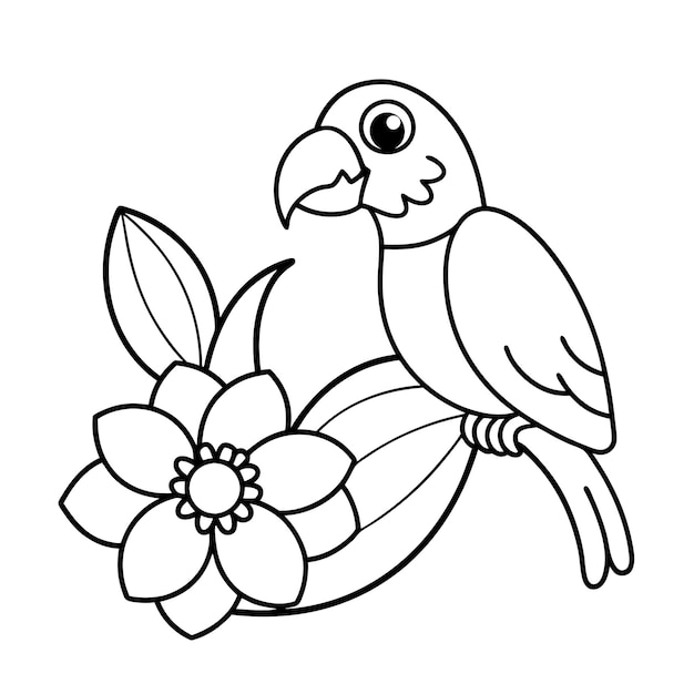 Páginas para colorear loros y flores