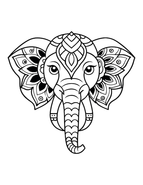 Páginas para colorear mandala de elefante