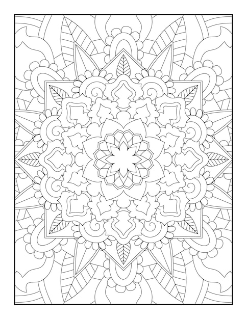 Páginas para colorear de mandala, página para colorear de adultos, diseño de patrón de mandala, mandala