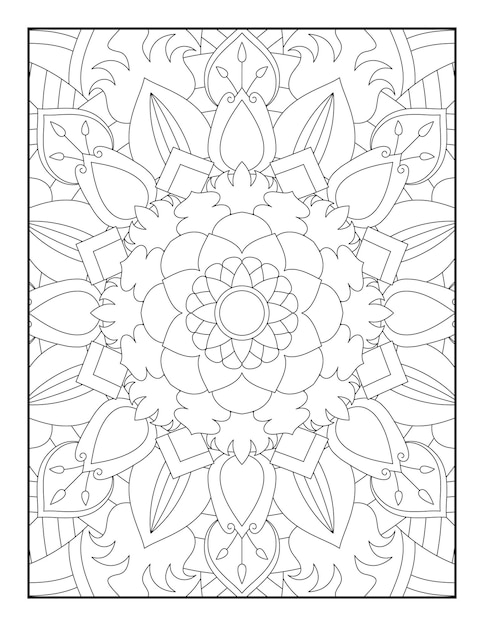 Páginas para colorear de mandala, página para colorear de adultos, diseño de patrón de mandala, mandala