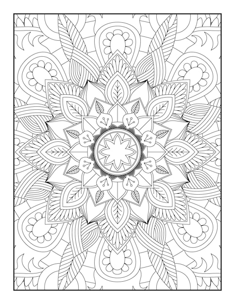 Páginas para colorear de mandala, página para colorear de adultos, diseño de patrón de mandala, mandala