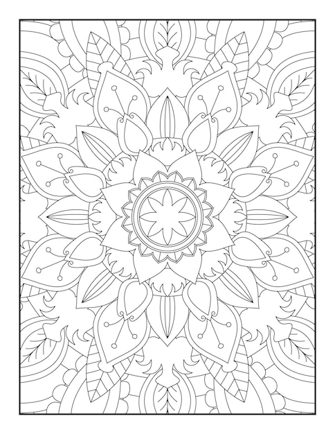 Páginas para colorear de mandala, página para colorear de adultos, diseño de patrón de mandala, mandala