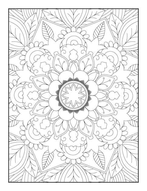 Páginas para colorear de mandala, página para colorear de adultos, diseño de patrón de mandala, mandala