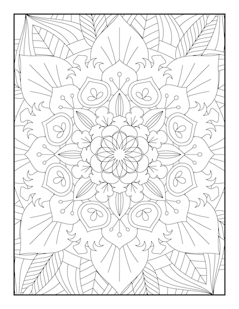 Páginas para colorear de mandala, página para colorear de adultos, diseño de patrón de mandala, mandala