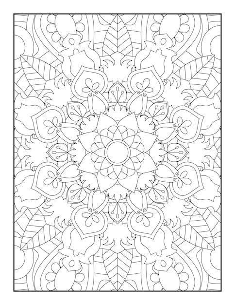 Páginas para colorear de mandala, página para colorear de adultos, diseño de patrón de mandala, mandala