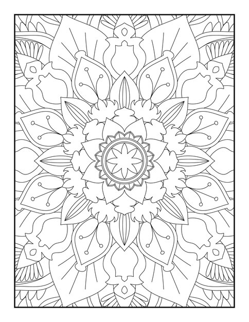 Páginas para colorear de mandala, página para colorear de adultos, diseño de patrón de mandala, mandala