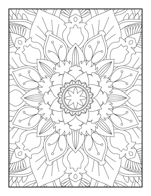 Páginas para colorear de mandala, página para colorear de adultos, diseño de patrón de mandala, mandala