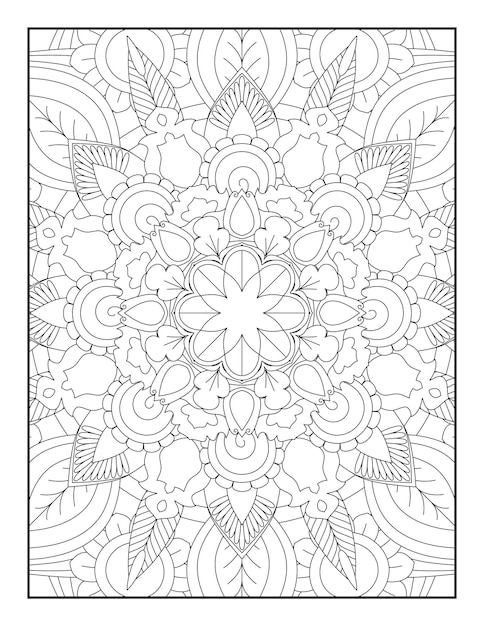 Páginas para colorear de mandala, página para colorear de adultos, diseño de patrón de mandala, mandala