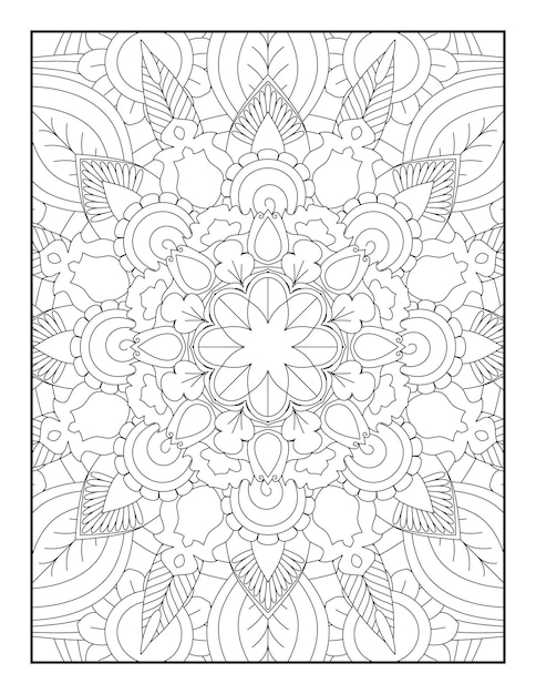 Páginas para colorear de mandala, página para colorear de adultos, diseño de patrón de mandala, mandala