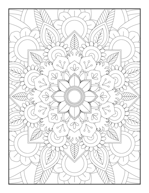 Páginas para colorear de mandala, página para colorear de adultos, diseño de patrón de mandala, mandala