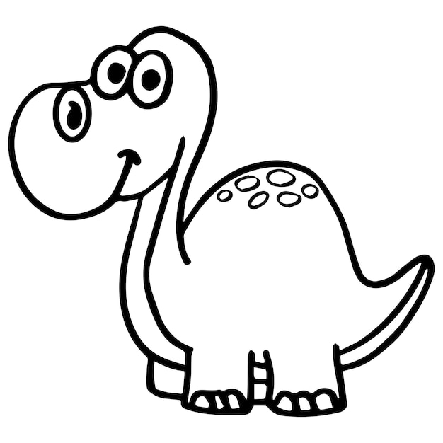 Páginas para colorear para niños, ilustración de vector de personaje de dinosaurio lindo eps, e imagen