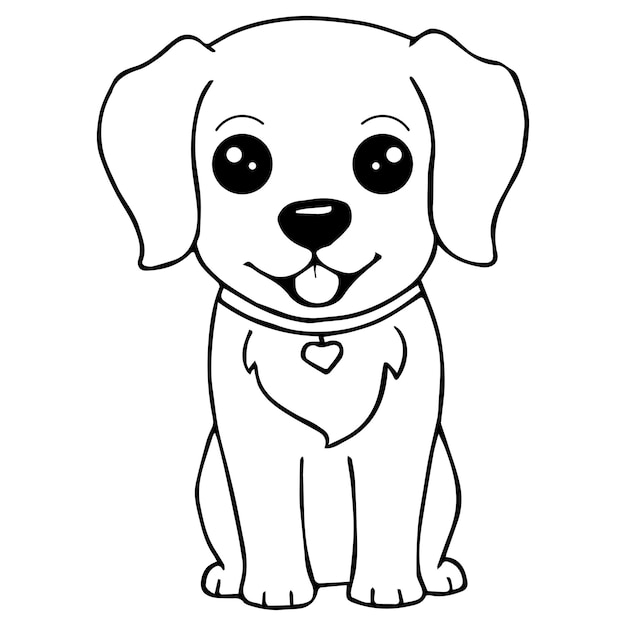 Vector páginas para colorear para niños, ilustración de vector de personaje de perro lindo eps e imagen