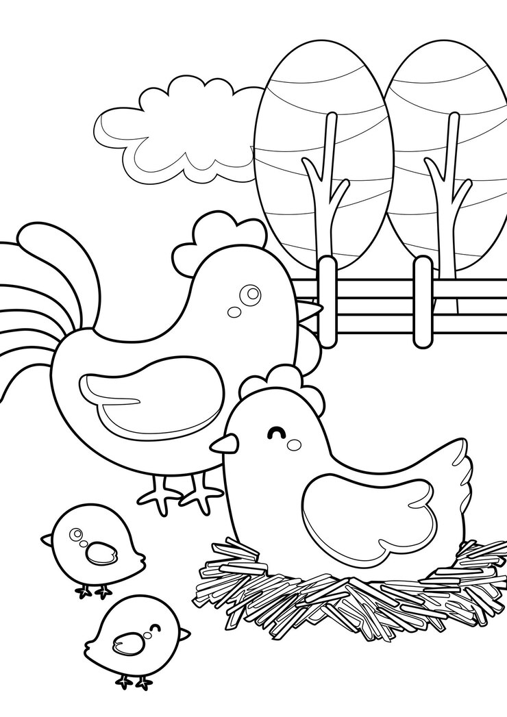 Páginas para colorear para niños Página A4 Tema de animales de granja