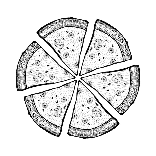 Páginas para colorear de pizza vintage