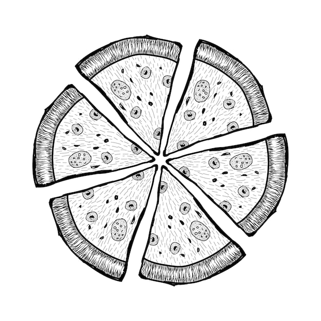 Vector páginas para colorear de pizza vintage