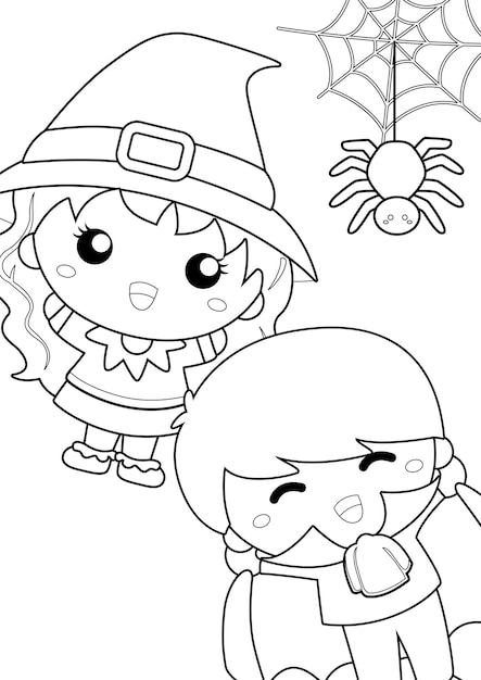 Vector páginas para colorear temáticas de halloween y niños a4 para niños y adultos