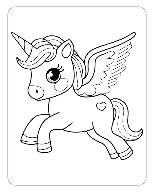 Páginas para colorear Unicornio lindo para niños