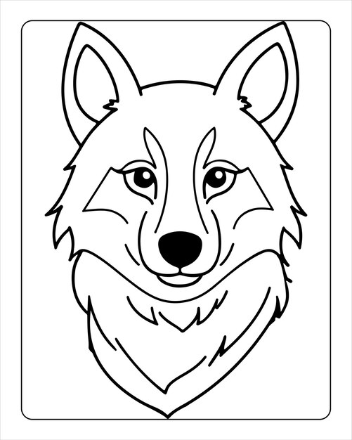 PÁGINAS de colorear WOLF para niños _ WOLF VECTOR _ Ilustración de WOLF