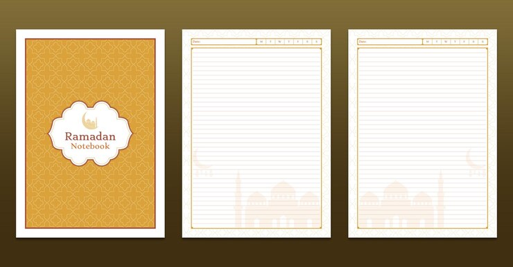 Páginas de cuaderno con líneas de Ramadán