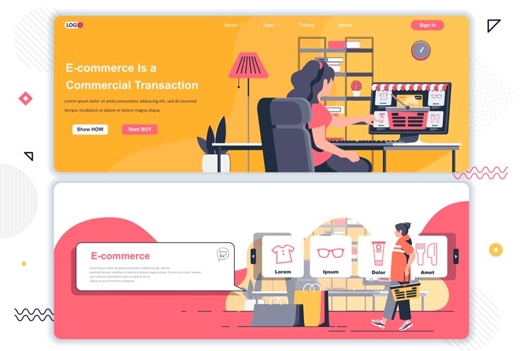 Vector páginas de destino de comercio electrónico