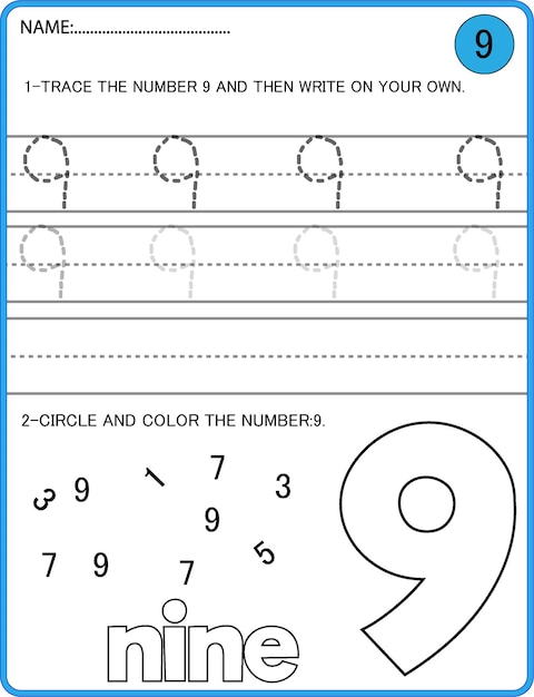 Páginas de escritura a mano para escribir números de regreso a la escuela Hoja de trabajo de seguimiento de números para jardín de infantes