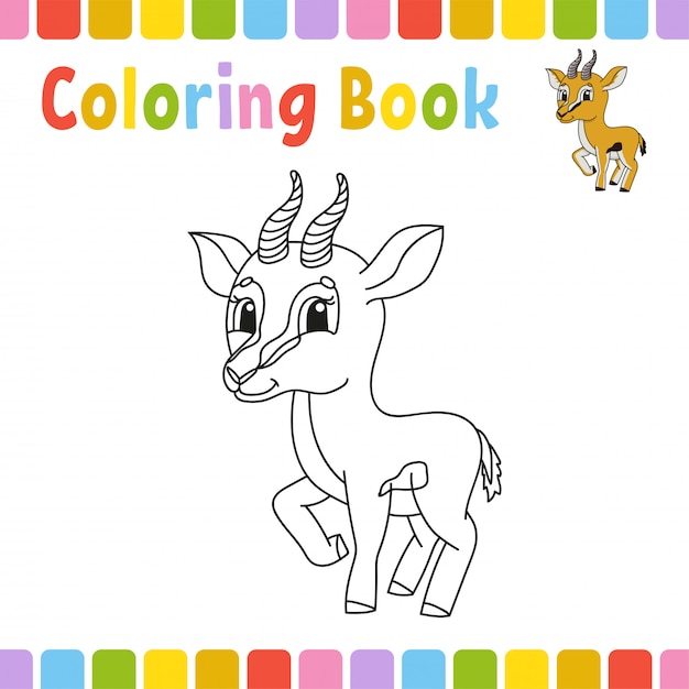 Páginas de libros para colorear para niños. Ilustración de vector de dibujos animados lindo