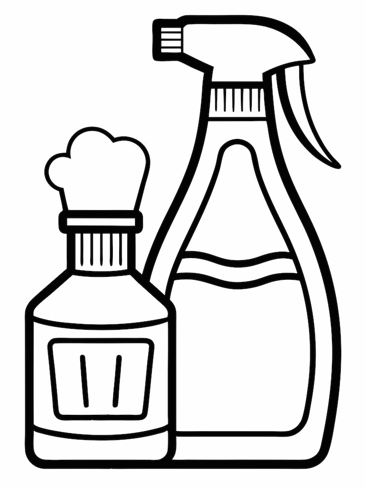 Vector páginas de libros para colorear de productos de limpieza para el hogar para niños y adultos con diseño vectorial