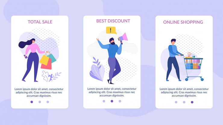Vector páginas móviles establecidas para la venta de publicidad