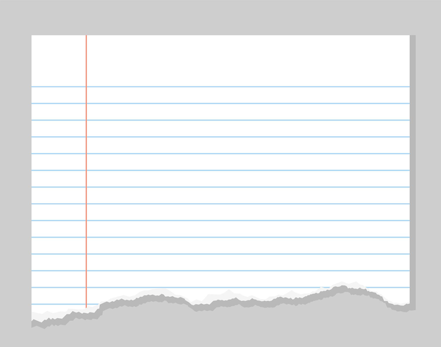 Vector páginas rasgadas de papel de cuaderno rayadas