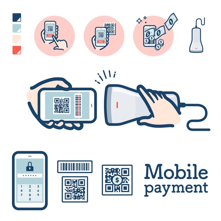 Vector pago con código qr sin efectivo