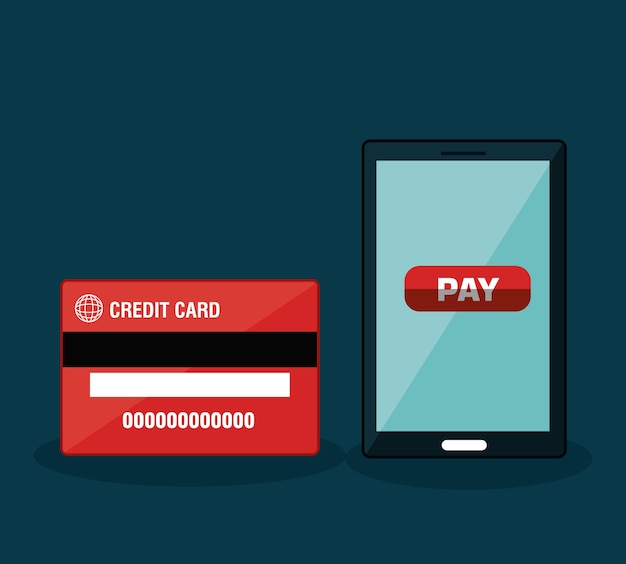 pago y comercio en línea con diseño de ilustración vectorial smartphone